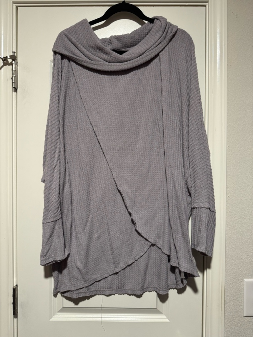 LuLaRoe Soft Waffle Knit Cowl Sweater in Light Gray